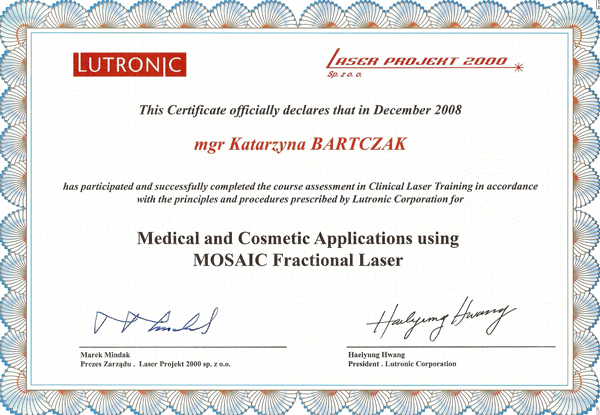 Certyfikat szkoleniowy