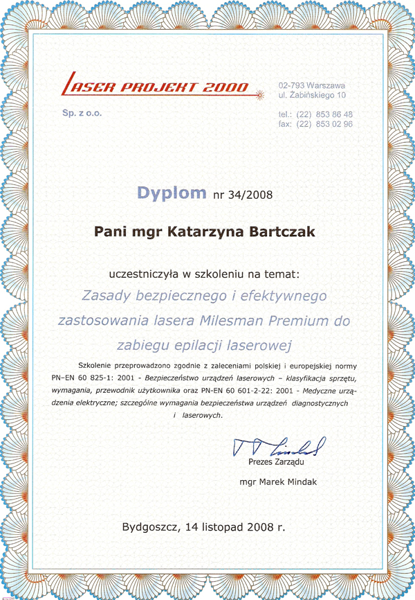 Certyfikat szkoleniowy